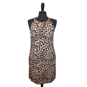 New York & Company Leopard Print Dress Halter Top Cotton Size S